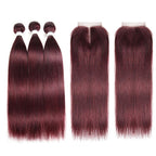 10A Grade #99j Straight Hair #1B/99J BUNDLES with 4x4 CLOSURES & FRONT