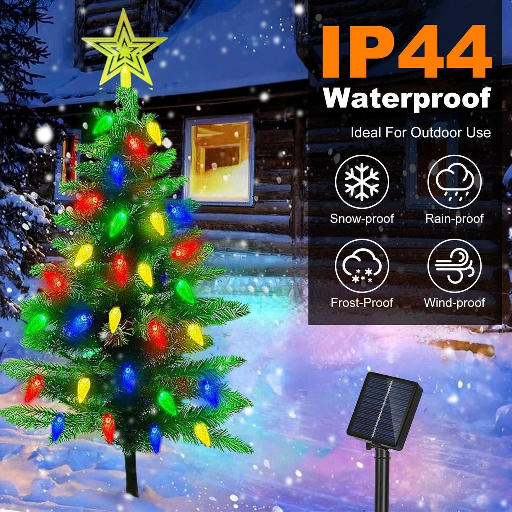 Christmas Tree Lights Solar Powered 2 Pack - 37.4in 100 LEDs 8 Modes,