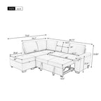 Sleeper Sectional Sofa, L-Shape Corner Couch Sofa-Bed with Storage