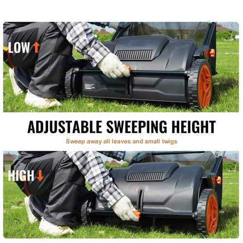 Push Lawn Sweeper, 21inch Leaf & Grass Collector, Strong Plastic