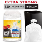 130 Bags 13 Gallon Expandable Heavy-Duty Plastic Multipurpose