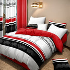 9-Piece Red & Geometric Zigzag Bedding & Curtain Set (Queen/King/Cal