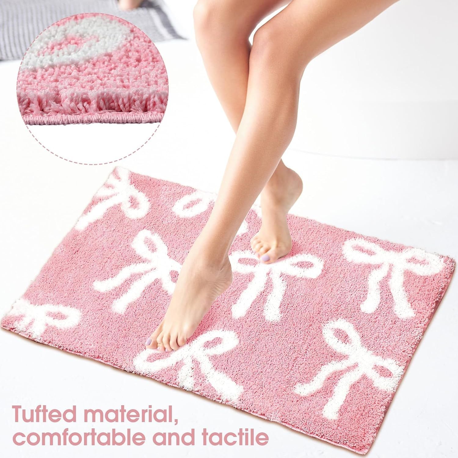 Bow Coquette Cute Bath Mat (20 X 32 Inch) – Non-Slip Absorbent