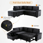 Sleeper Sectional Sofa, L-Shape Corner Couch Sofa-Bed with Storage