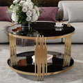 Modern Black Mirror Coffee Table, Asymmetrical Metal, Circular Metal