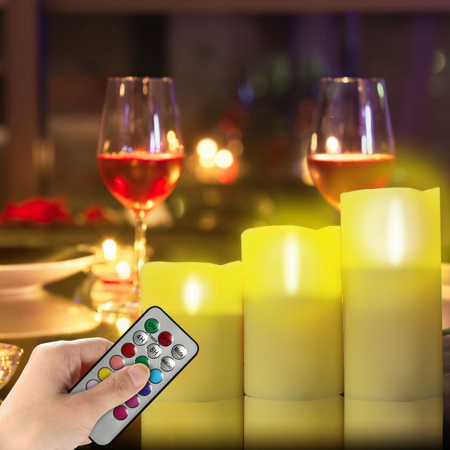 12 Color Flameless Candles - Flickering LED Candles with Remote & Auto