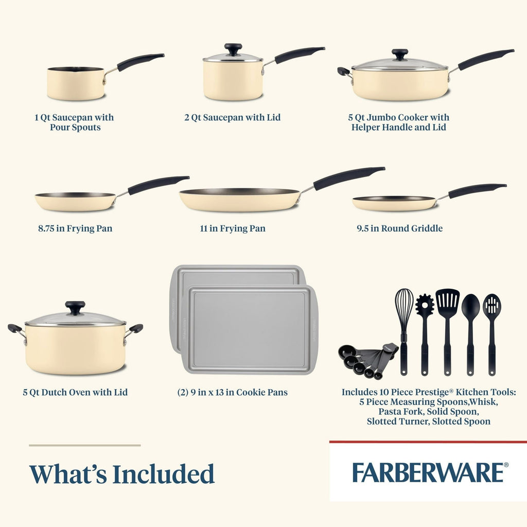 Easy Clean 22 Pcs Nonstick Cookware Set Includes Baking Pans and