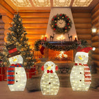 3-Piece Christmas Snowman Family Decorations (Father/Mother/Baby), 2D