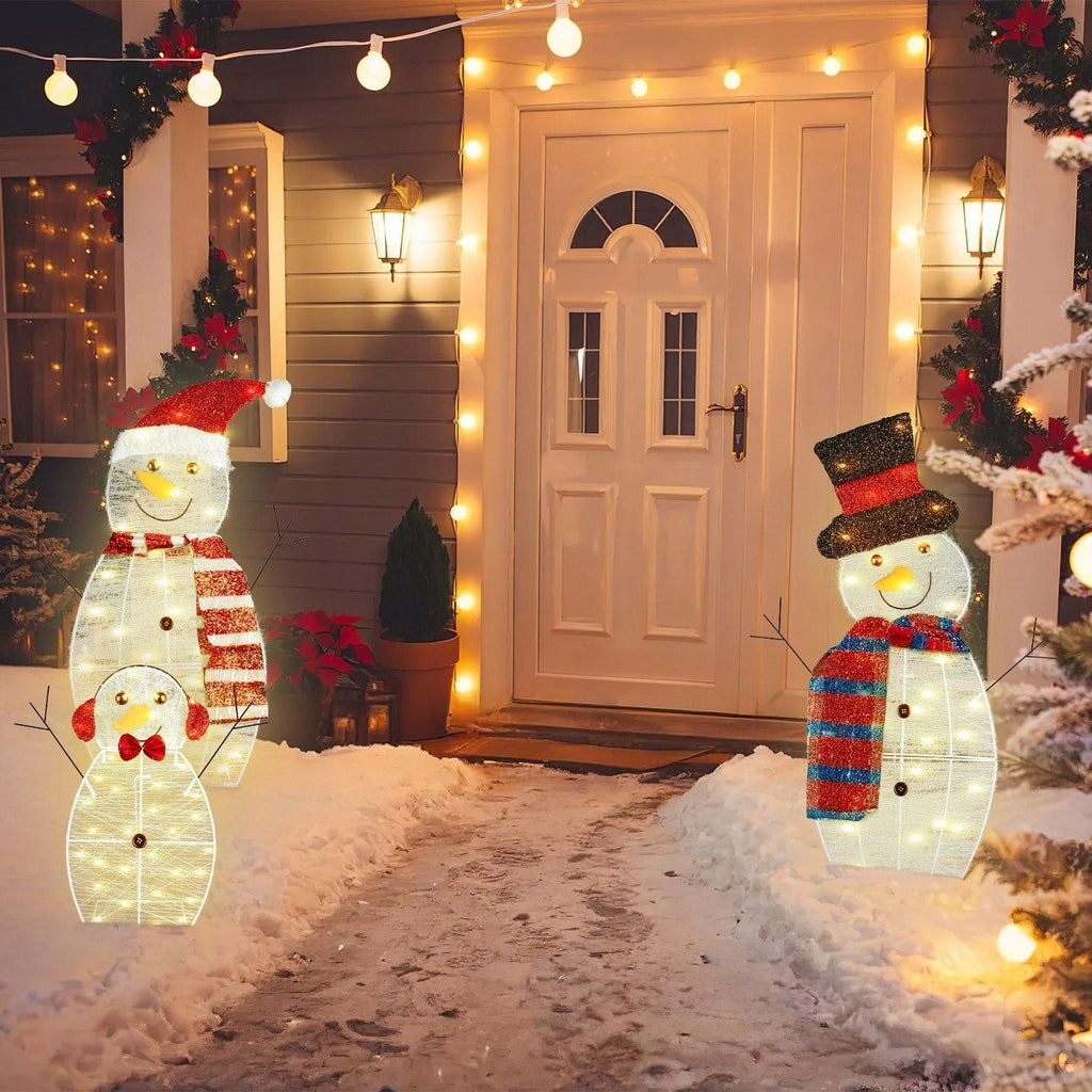 3-Piece Christmas Snowman Family Decorations (Father/Mother/Baby), 2D