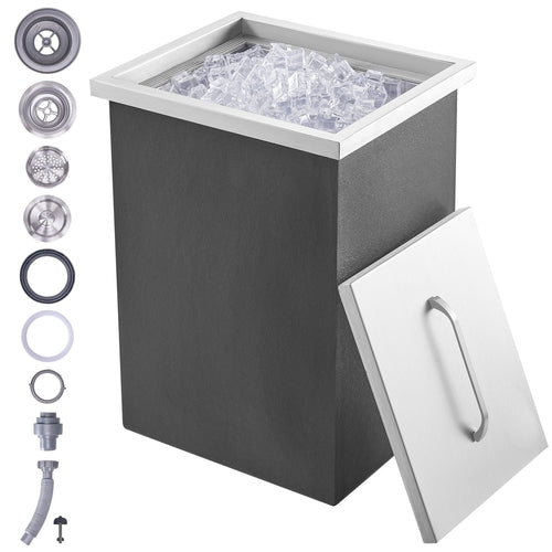 Drop in Ice Chest, 14"L x 12"W x 18"H Stainless Steel Ice Cooler,
