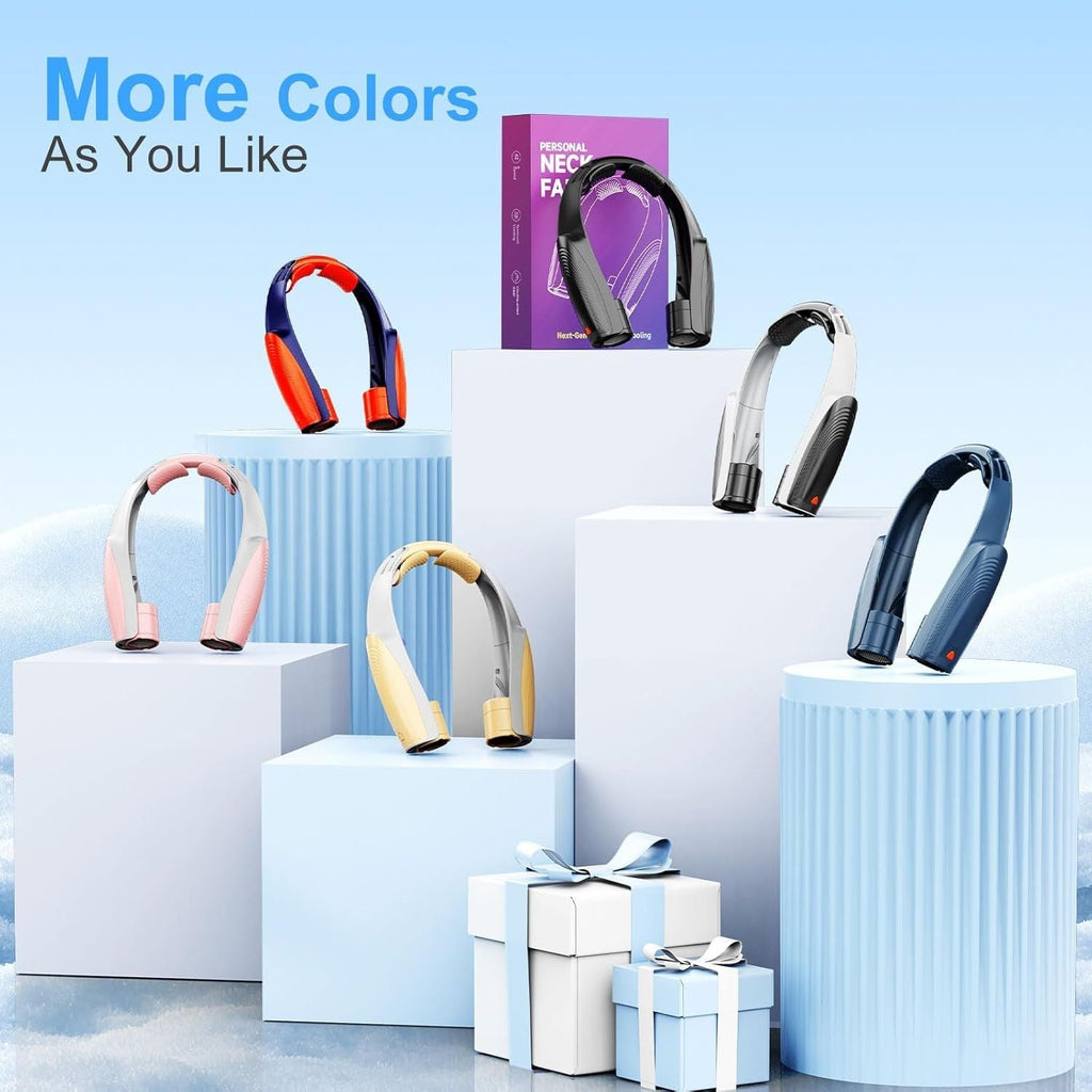 Portable Neck Fan with 6 Powerful Speeds, 8000mAh Battery Operated