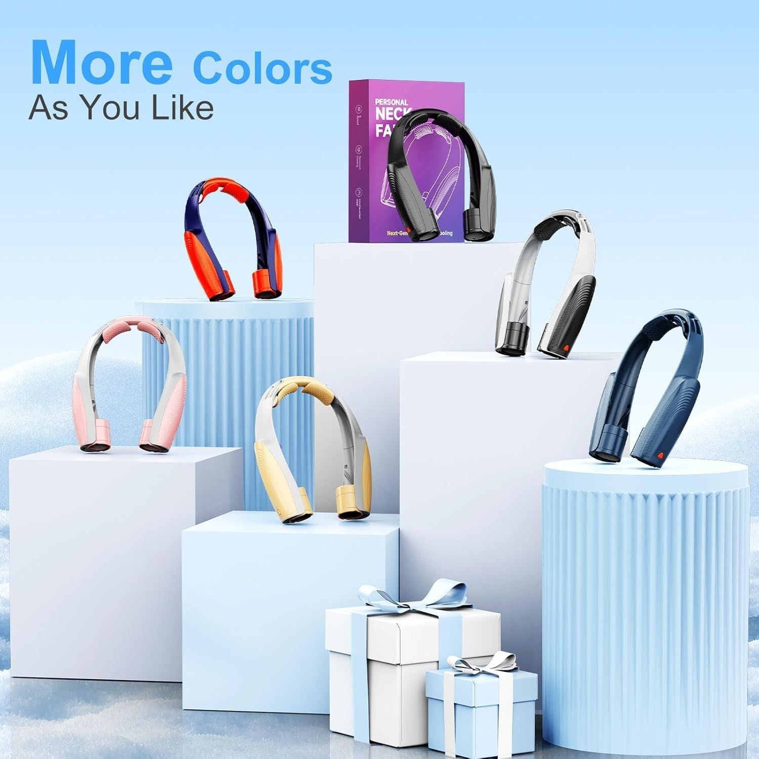 Portable Neck Fan with 6 Powerful Speeds, 8000mAh Battery Operated