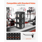 Rotating Pegboard Display Stand, 7.4 x 7.4 x 17 in 4-Sided Spinning