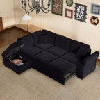 Sleeper Sectional Sofa, L-Shape Corner Couch Sofa-Bed with Storage