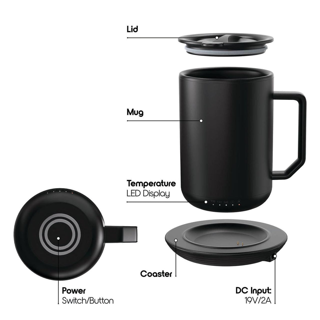 12oz. Stainless Steel Self Heating Coffee Mug with Lid, 3.5" x 3.5" x