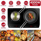 4000W Induction Cooktop Portable Double Induction Cooker Electric Dual