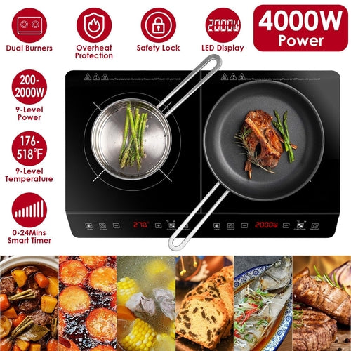 4000W Induction Cooktop Portable Double Induction Cooker Electric Dual
