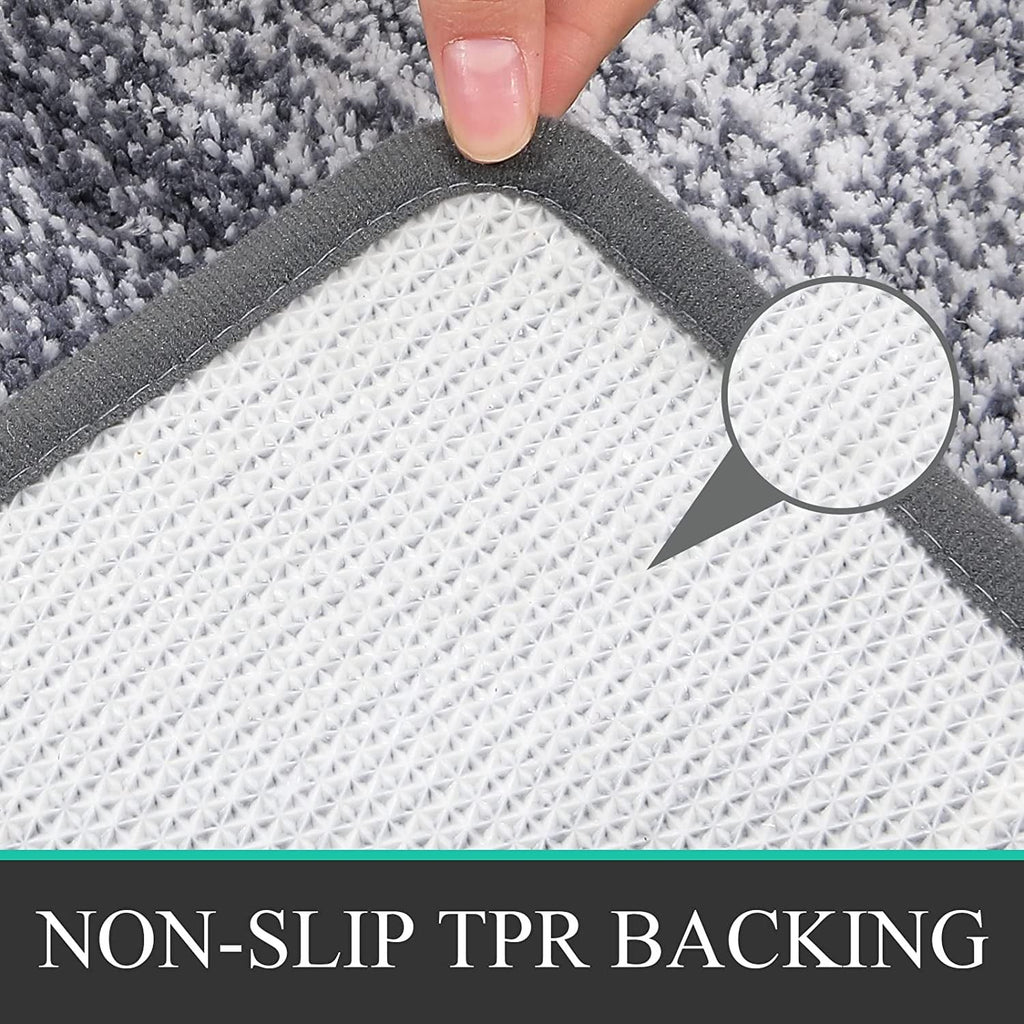 Traditional 4 Piece Microfiber Washable Bathroom Rug Set, Grey