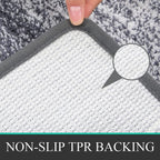 Traditional 4 Piece Microfiber Washable Bathroom Rug Set, Grey
