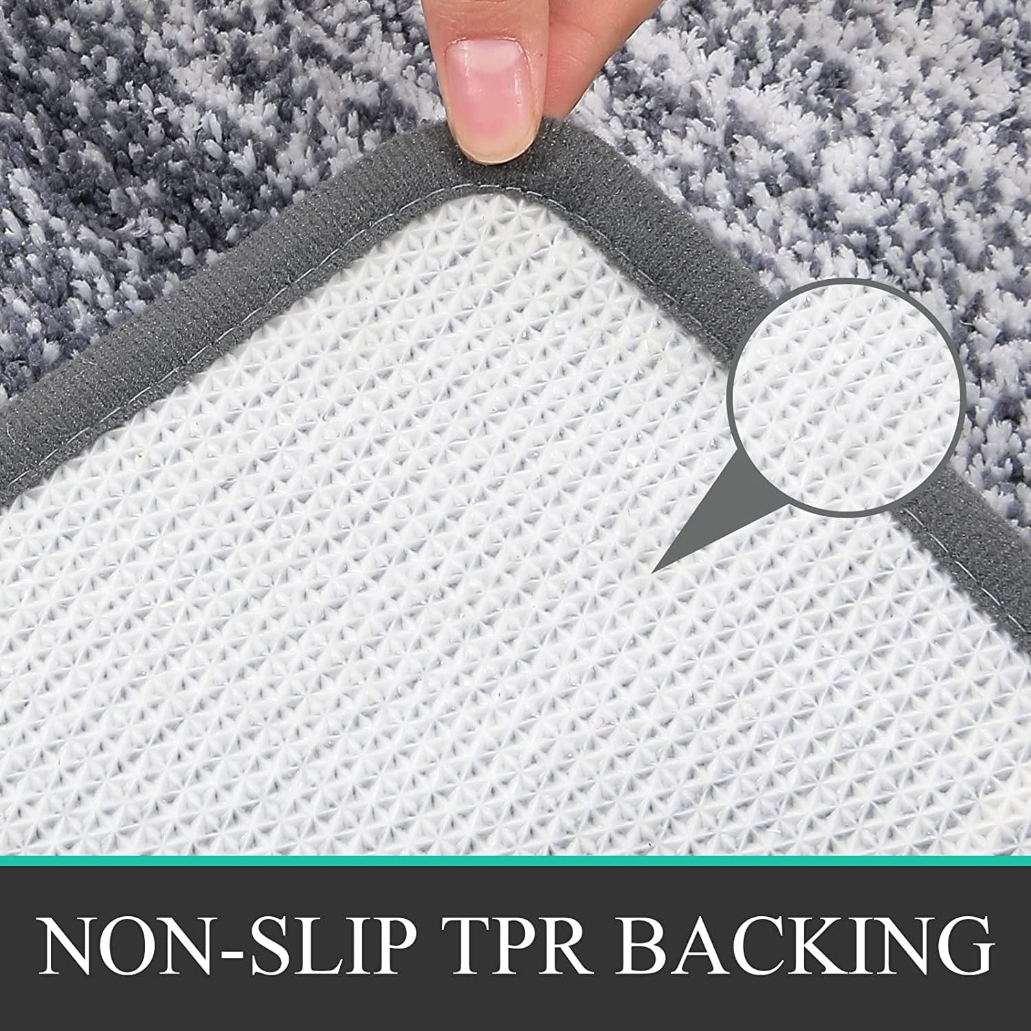 Traditional 4 Piece Microfiber Washable Bathroom Rug Set, Grey