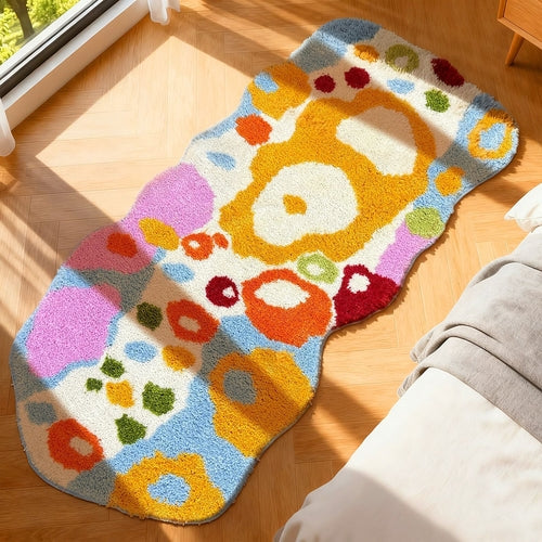 Boho Chic Colorful Abstract Bath Rug - Non-Slip, Ultra Soft, Quick-Dry
