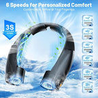 Portable Neck Fan with 6 Powerful Speeds, 8000mAh Battery Operated