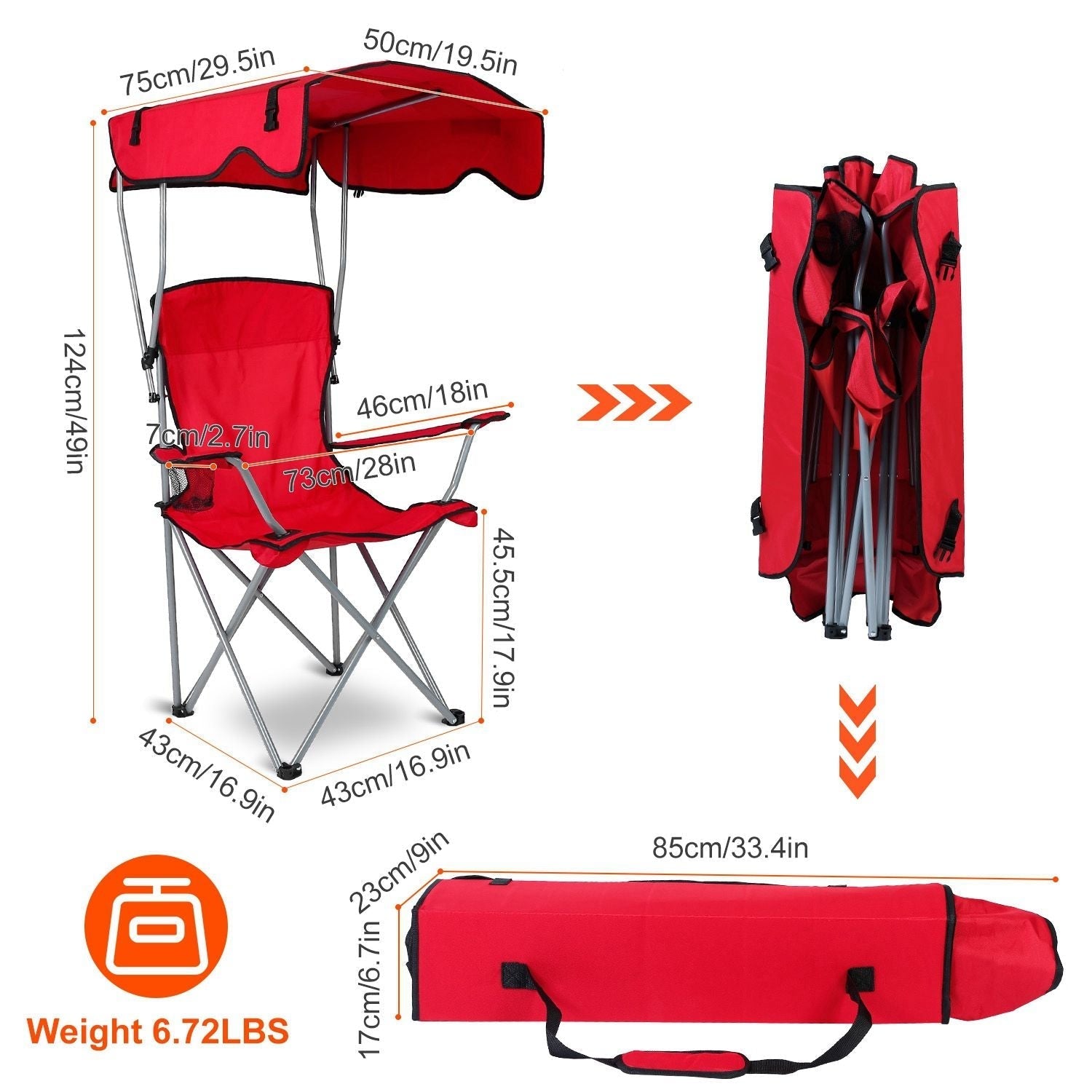 Foldable Beach Canopy Chair Sun Protection Camping Lawn Canopy Chair