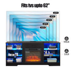 TV Stand Electric Fireplace TV Stand with Glass Shelves, 3D Fireplace