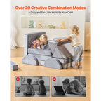 Modular Kids Play Couch, Sectional Toddler Sofa with Armrests, 28D