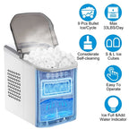 Electric Countertop Ice Maker with Ice Scoop Basket Self-cleaning Max