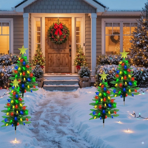 Christmas Tree Lights Solar Powered 2 Pack - 37.4in 100 LEDs 8 Modes,