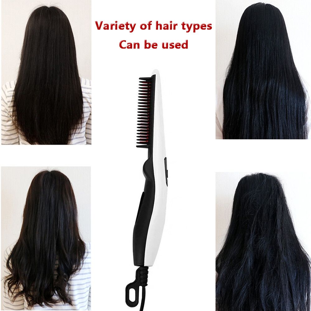 Fast Heated Electric Straight Hair Comb Beard Straightner Brush Styler