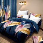 9-Piece Feather Print Bedding & Curtain Set (Queen/King/Cal King) -
