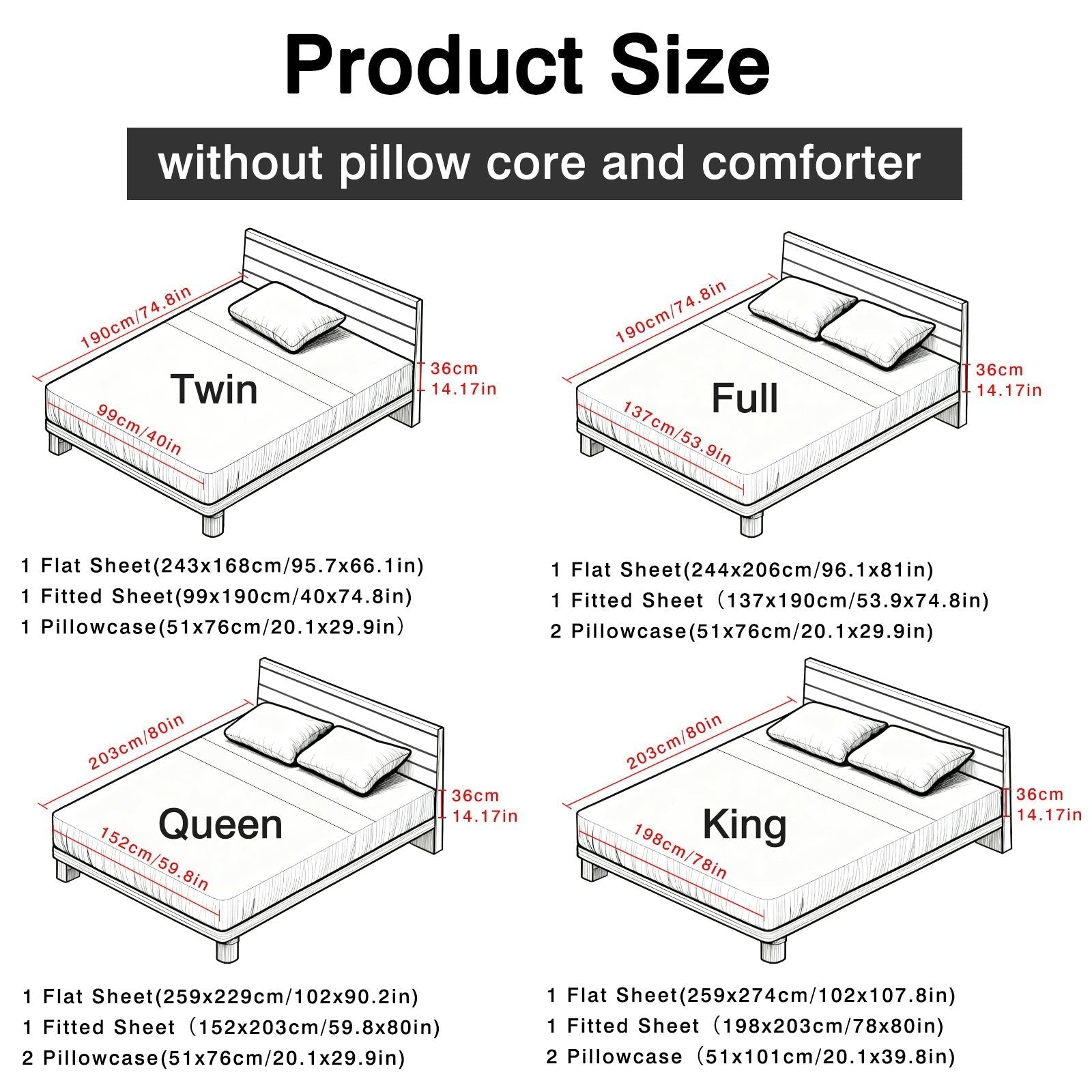 4-piece ultra-soft 85g bed sheet and pillowcase set. Soft and durable,