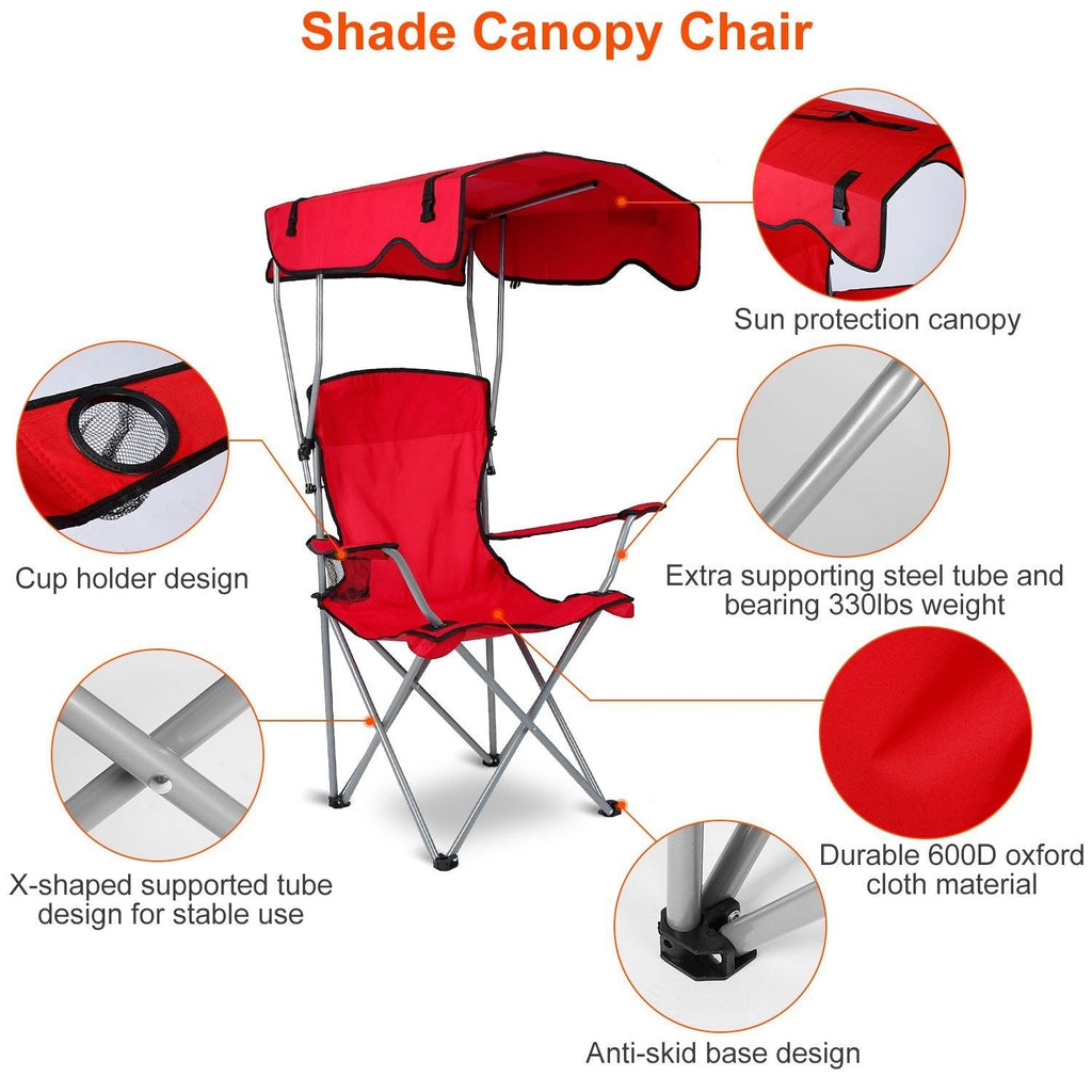Foldable Beach Canopy Chair Sun Protection Camping Lawn Canopy Chair