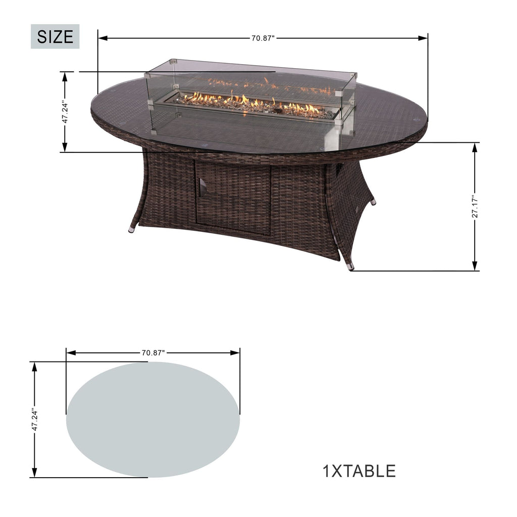 Direct Wicker Outdoor Rattan 50,000BTU Propane Gas Fire Pit Table