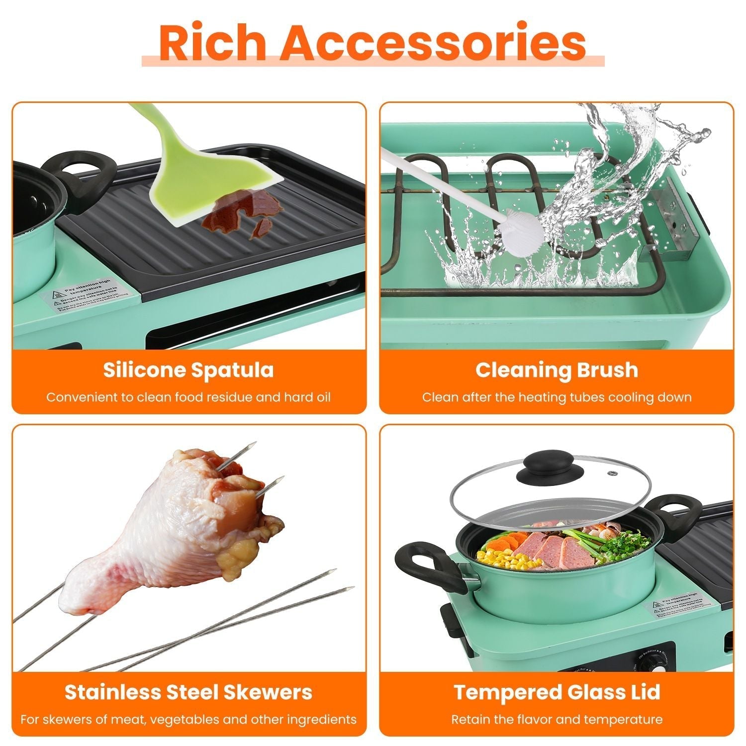 Electric Hot Pot with Grill,1600W 3-in-1 Smokeless Raclette Table