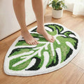 Leaf Bath Mat - Soft, Green MonsteraNon-Slip Leaves Rug, Tropical