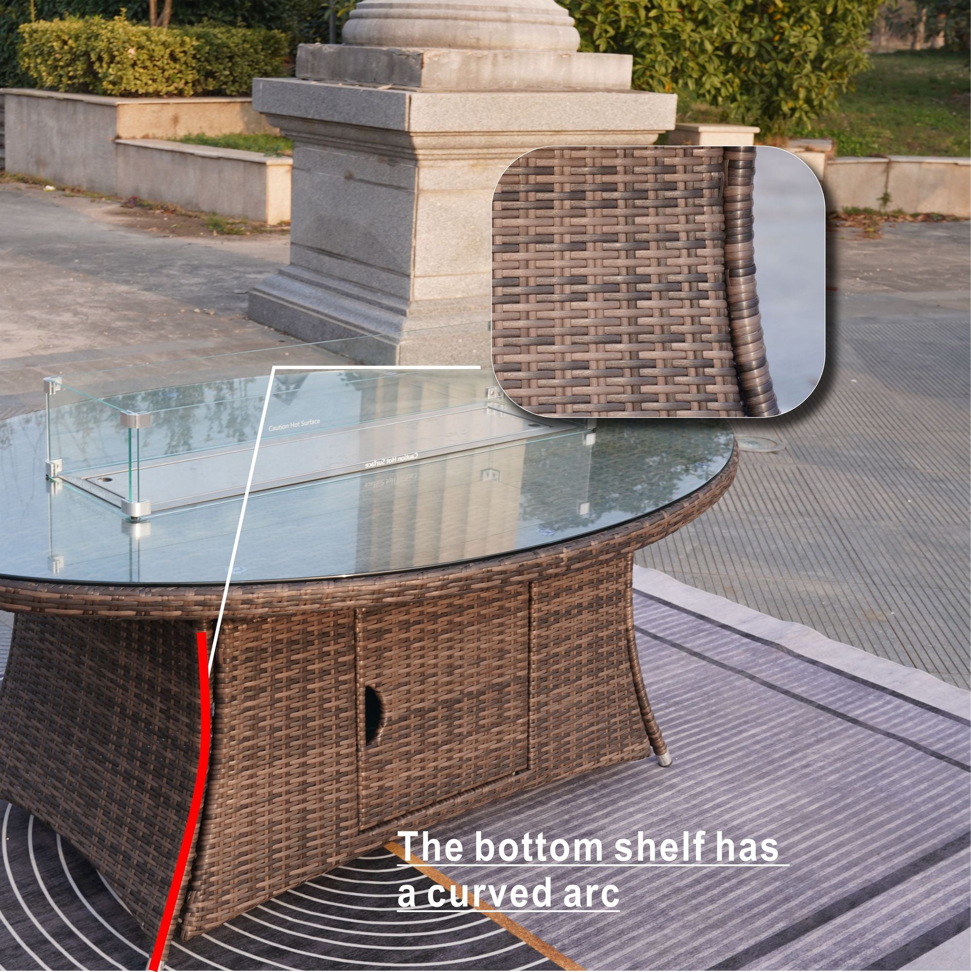 Direct Wicker Outdoor Rattan 50,000BTU Propane Gas Fire Pit Table