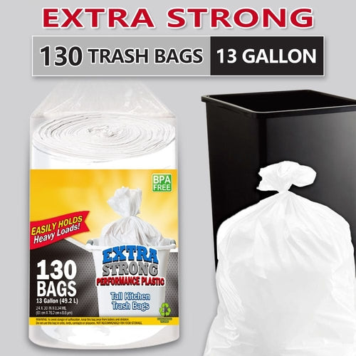 130 Bags 13 Gallon Expandable Heavy-Duty Plastic Multipurpose