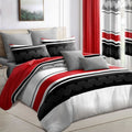 9-Piece Red & Geometric Zigzag Bedding & Curtain Set (Queen/King/Cal