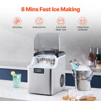 Countertop Ice Maker, 24 Cubes Ready in 15 Mins, 45lbs in 24Hrs,