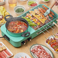 Electric Hot Pot with Grill,1600W 3-in-1 Smokeless Raclette Table