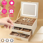 Jewelry Box with LED Mirror 3-Layer Jewelry Organizer with 2 Drawers