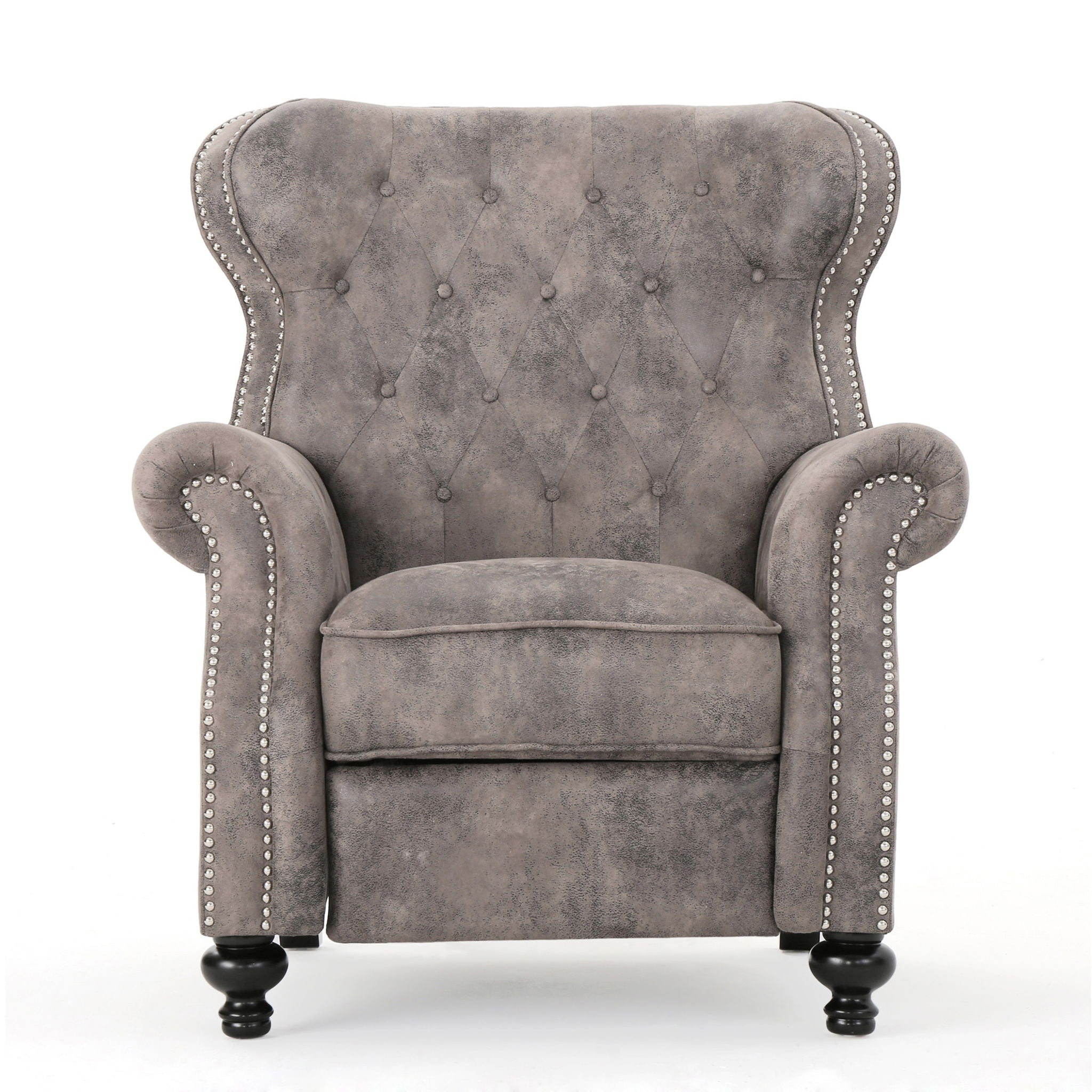 Accented Push Back Recliner Chair With Rolled Arms