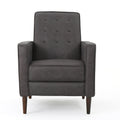 Macedonia Mid Century Modern Button Tufted Fabric Recliner - Slate