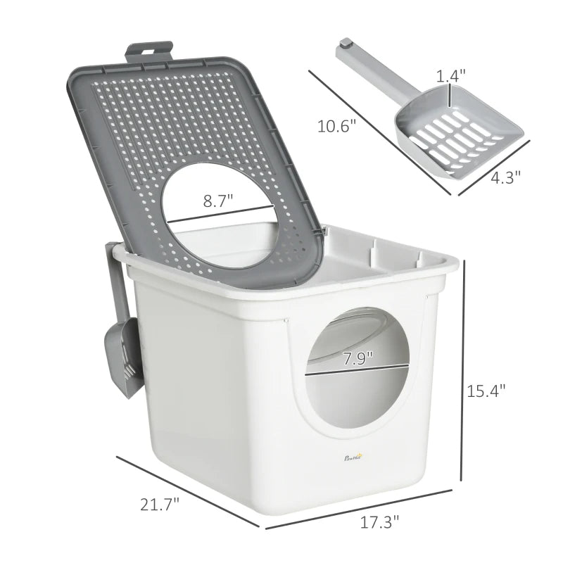 Covered Cat Litter Box, Easy Cleaning Kitty Litter Box With Front