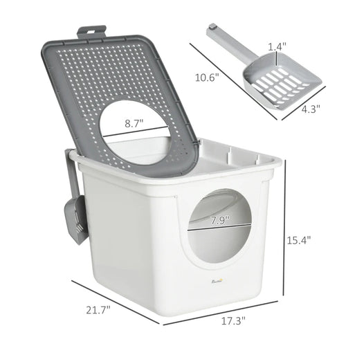 Covered Cat Litter Box, Easy Cleaning Kitty Litter Box With Front