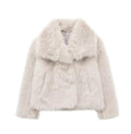 Winter Plush Coat Fashion Warm Thicken Fluffy Lapel Jacket Outwear