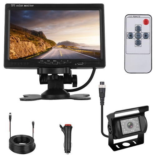 1Pc 7In Screen Backup Camera System Vehicle Rear View Monitor Kit IP67